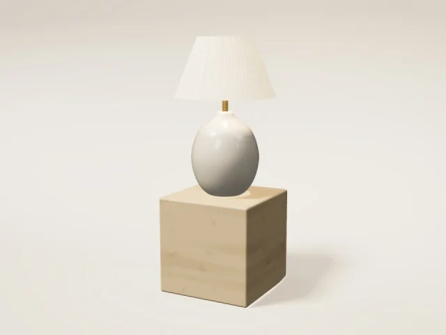 Glazed ceramic table lamp with pleated linen shade