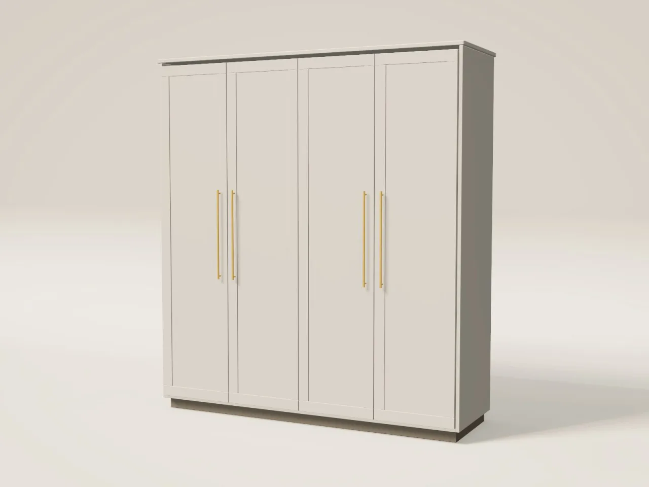 Four-door ivory wardrobe with brushed brass handles