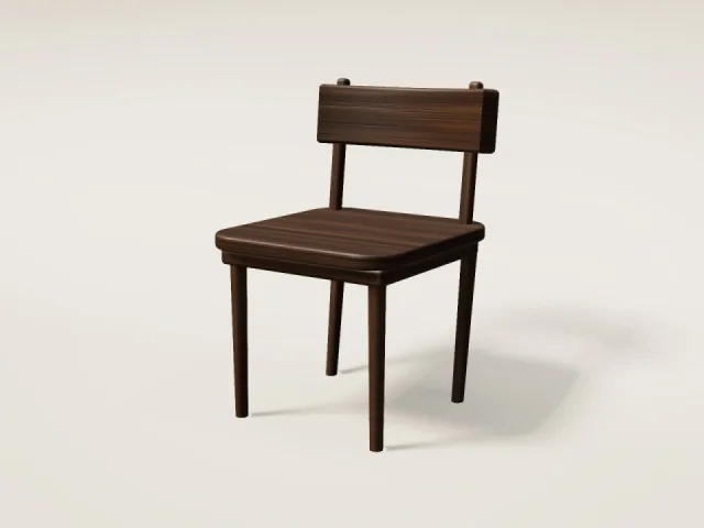 Solid walnut dining chair with a curved double-rail back